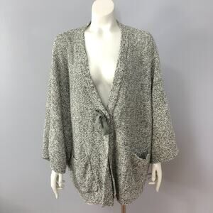 PureJill J. Jill XL Petite Women's Tie Relaxed V-Neck Cardigan Knit Sweater Gray